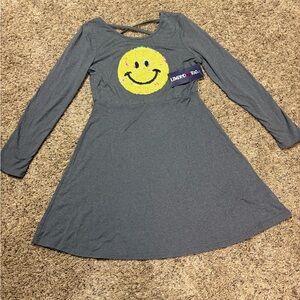 Limited Too Girls' Gray Dress with Sequin Smiley